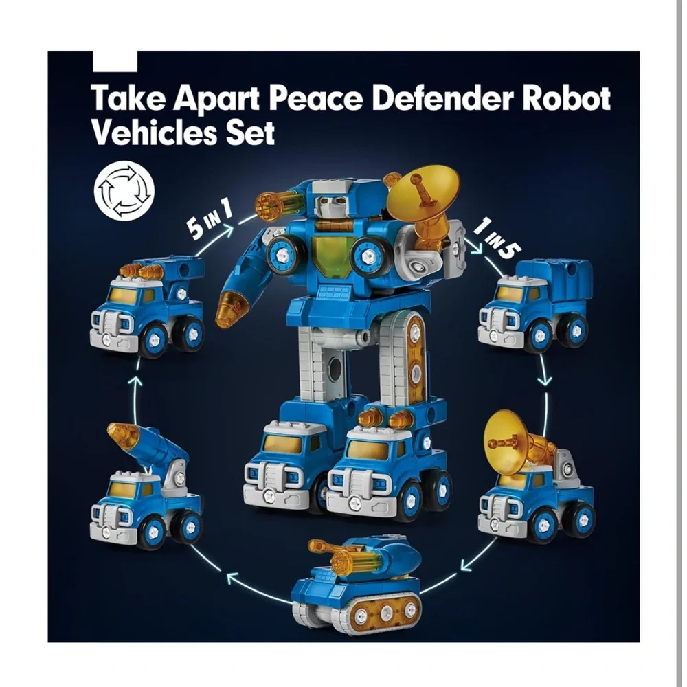 Peace Defender Robot Military‎ Vehicle Set-5 in 1 Take Apart Trucks